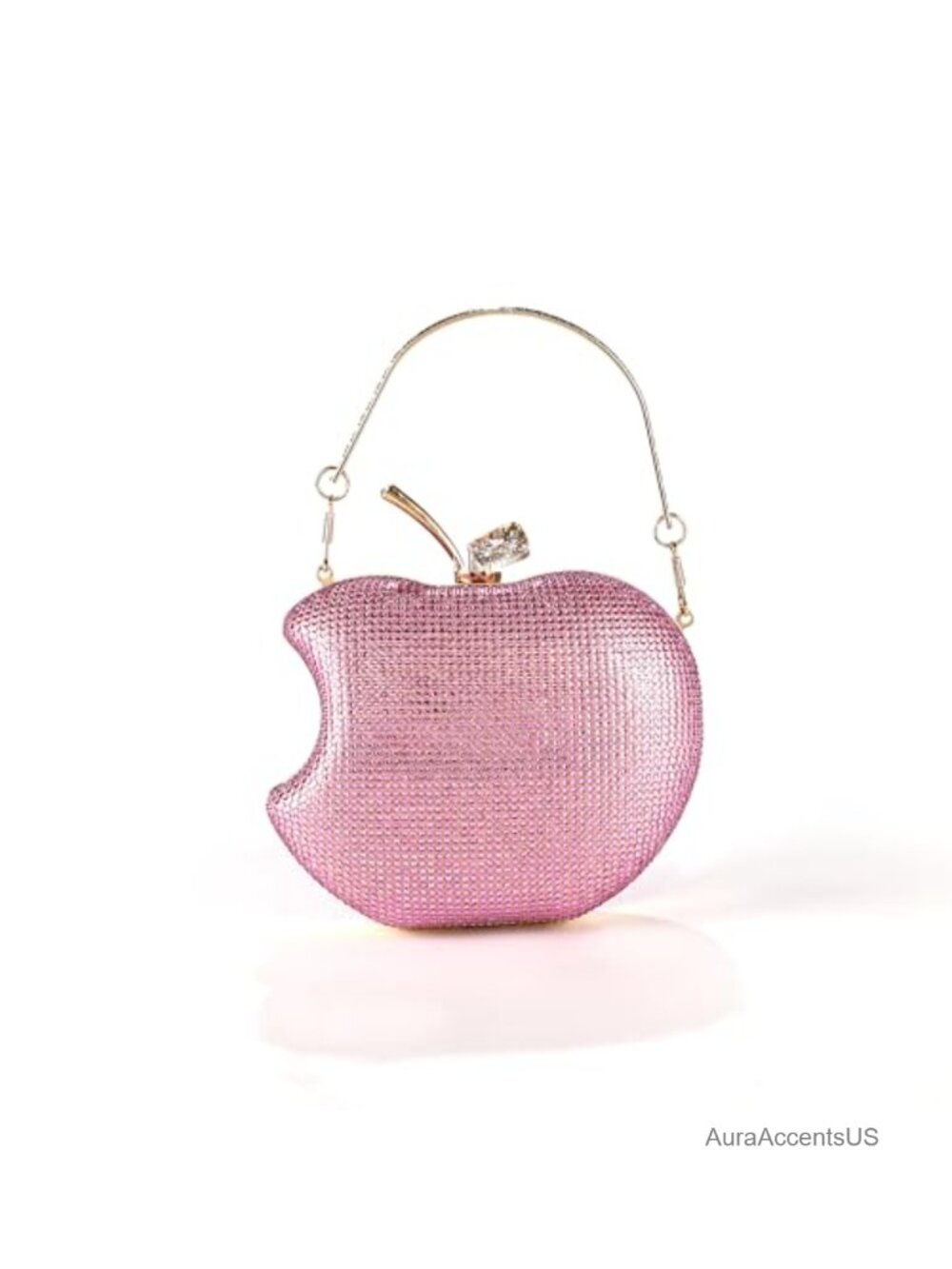 Rhinestone Apple Evening Clutch Crossbody Bag with Chain